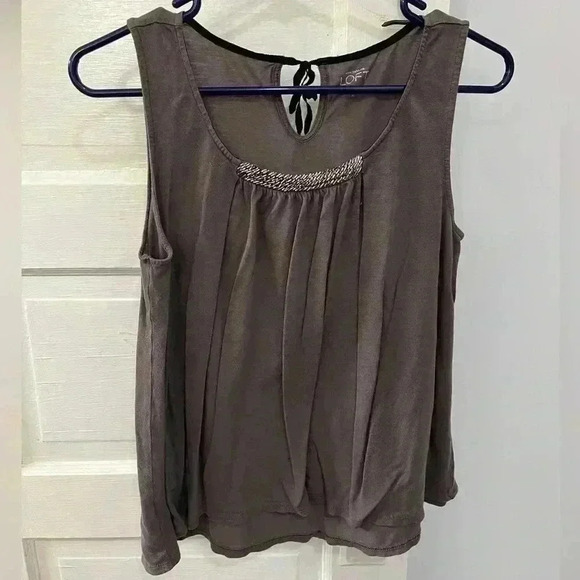Loft women's xs flowy tank top blouse with beaded neck line - Picture 1 of 5